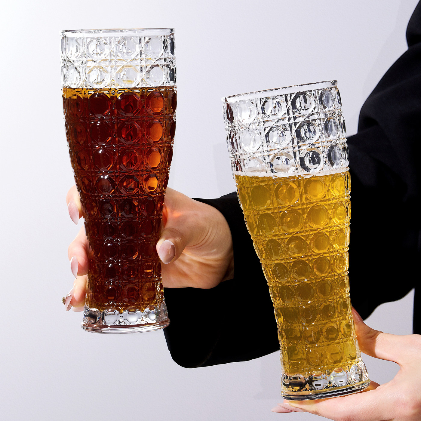 朗旭高颜值轻奢玻璃杯加厚耐热雕花精酿收腰啤酒杯大容量扎啤杯子,餐饮具,玻璃杯,淘宝优惠券,粉丝福利购,淘宝优惠卷