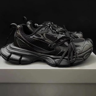 厚底增高运动鞋 高端巴家3xl黑武士老爹鞋 2025新款 女冬季 做旧男鞋