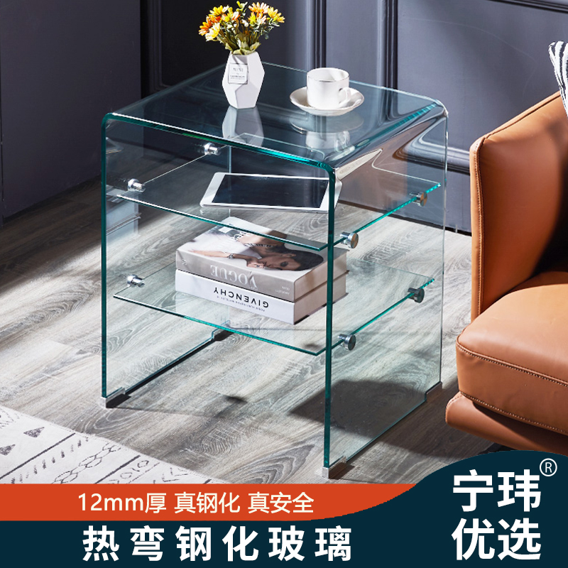 出口热弯钢化玻璃沙发边几飘窗桌