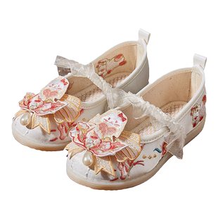 汉服鞋女童国风马面裙24春秋新款老北京儿童布鞋古风古装绣花鞋子