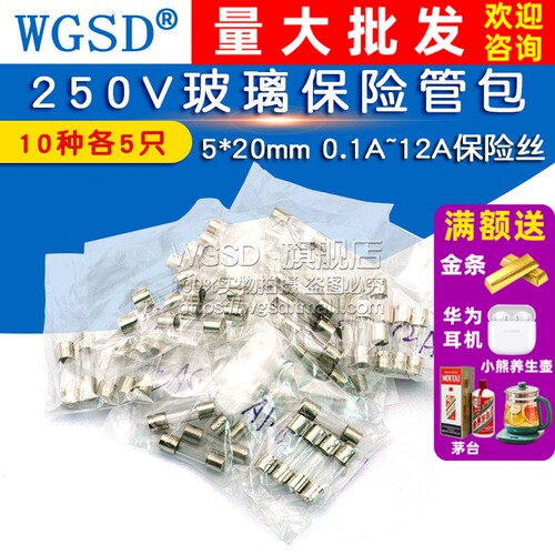 保险管玻璃保险丝元件包5个