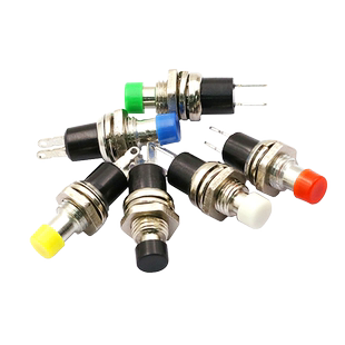 小型圆形按钮PBS-110 2脚自复位自锁点动电源按通开关铜脚7MM按键