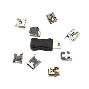 MINI-USB母座迷你USB插座插头充电口T型母头5P直插贴片立式弯针座