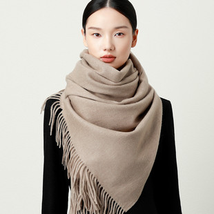 [冷狗专属]进口澳洲羊羔毛70*200女士纯色加厚围巾大披肩秋冬保暖