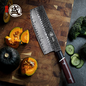 日本三本盛大马士革纹钢日式 菜刀家用女士切片刀小菜切厨房刀具