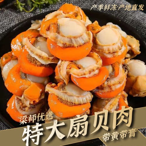 特大号扇贝黄带真空鲜冻无冰衣