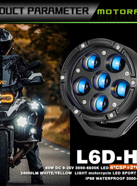 motorfans摩托车改装射灯机车迷喇叭爆闪超强远光网红LED透镜大灯