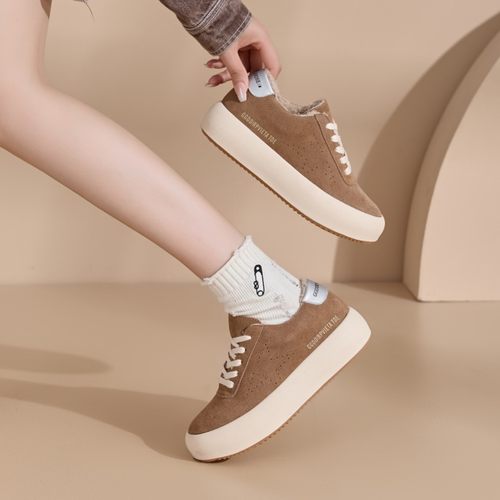 韩系厚底内加绒星星板鞋女2025冬新款舒适保暖时尚百搭休闲鞋