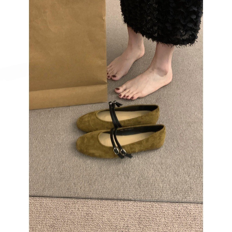 法式一字带平底玛丽珍鞋2025年春秋韩新款版浅口小香风浅口单鞋女