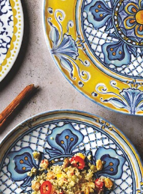 复古田园风花边浅盘陶瓷早餐盘创意螺纹深盘日常餐盘摆盘