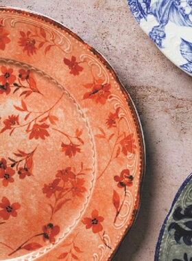 复古田园风花边浅盘陶瓷创意螺纹早餐盘日常餐盘摆盘