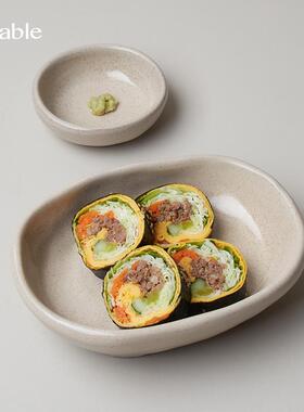 Hitable大耳朵四足钵高脚皿不规则手捏深盘创意水果椭圆盘