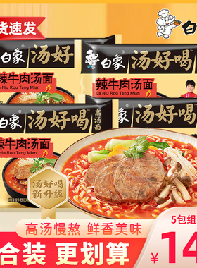 白象汤好喝辣牛肉汤面方便面宿舍夜宵懒人速食面冲泡泡面袋装110g