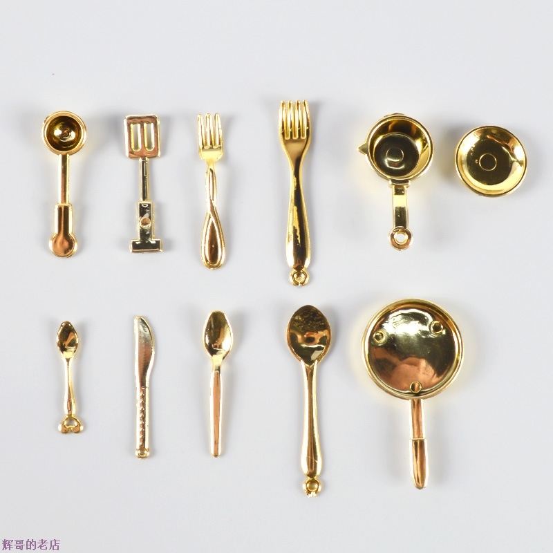 diy迷你塑料勺子叉子锅具餐具模型过家家微缩仿真厨房食玩玩具