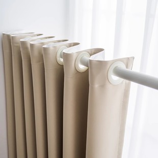 半截半帘卧室全遮光布小窗户短款 米色窗帘免打孔安装 厨房遮挡遮阳