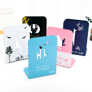 金属镂空书立书架书夹子桌上学生用简易书靠隔档板简约书笠撑桌面铁艺高三创意ins放书的架子树立北欧风卡板