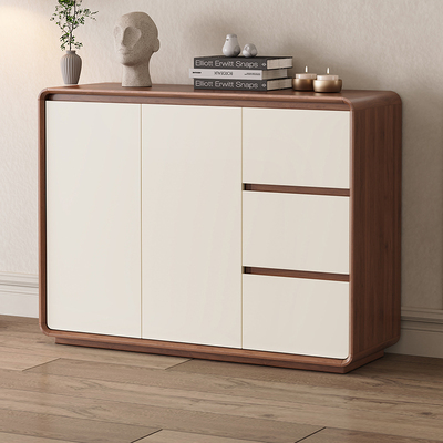 实木餐边柜靠墙一体储物柜