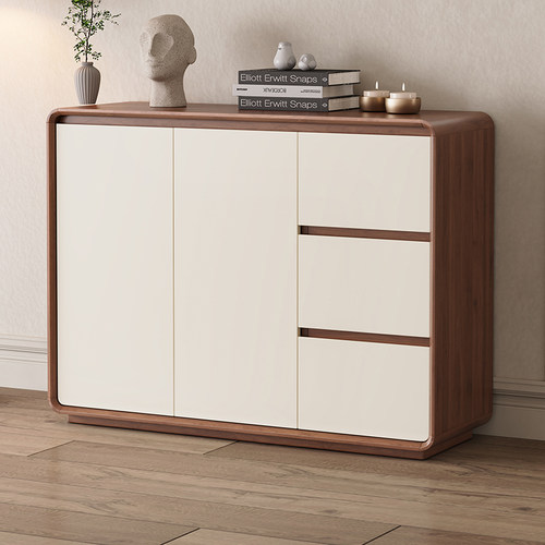 实木餐边柜靠墙一体储物柜