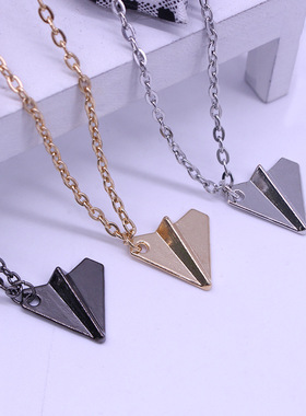 欧美简约小清新小众学生飞机项链