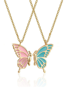 合金十字链蝴蝶双人女生吊坠饰品