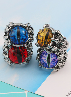 情侣合金欧美潮开口恶魔眼睛戒指