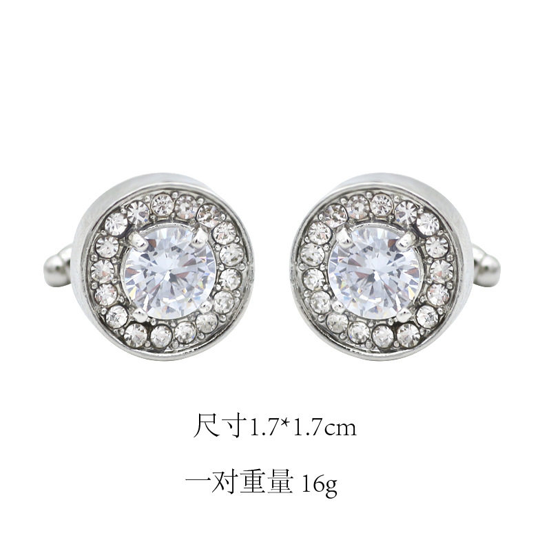 KOREAN VERSION OF PERSONALITY FASHION CRYSTAL ROUND DIAMOND STONE CUFFLINKS MENS FRENCH VERSATILE SHIRT ARMSTUDS BUTTON TIDE