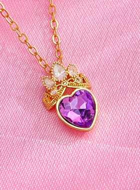 多巴胺镂空皇冠爱心钻项链