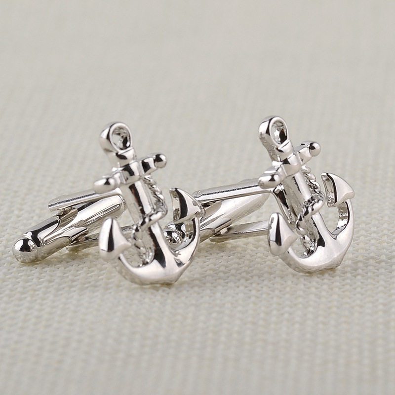 MENS BUSINESS FRENCH ANCHOR RUDDER CUFFLINKS ACCESSORIES SIMPLE VERSATILE ALLOY CUFF BUTTONS HOST CUFF STUDS