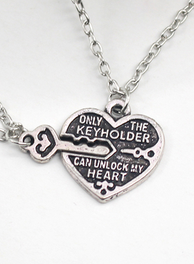 日韩复古做旧钥匙锁拼接项链饰品