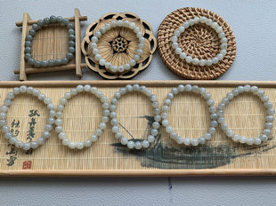 款 新疆和田玉青花籽料手链8mm点墨小精品手串特价 特色 水墨画