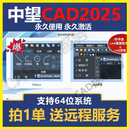 中望cad2025专业版 机械版软件安装中文简体软件免激活送远程服务