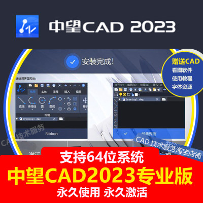 中望cad2023软件安装专业版中文简体软件免激活包代远程定制服务