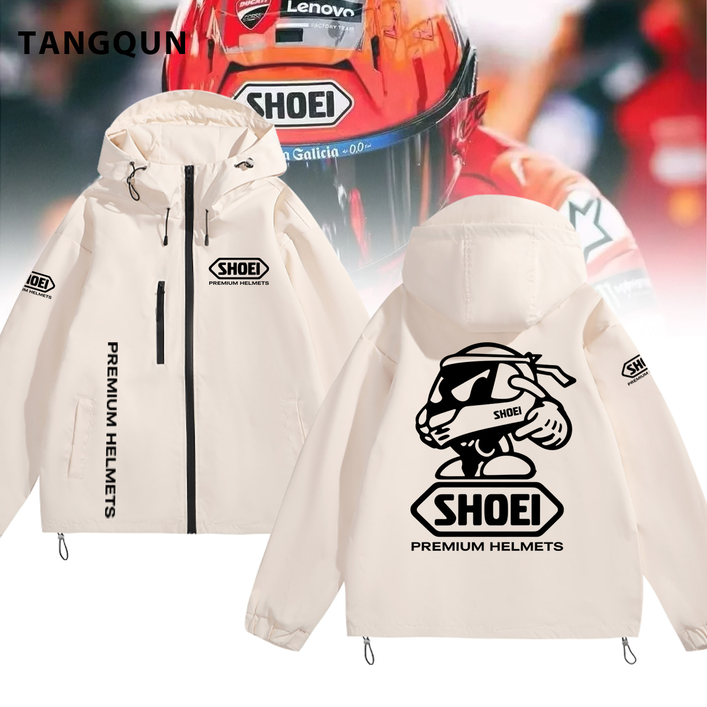 可定制印花冲锋衣夹克SHOEI头盔联名越野摩托车机车爱好者骑行服