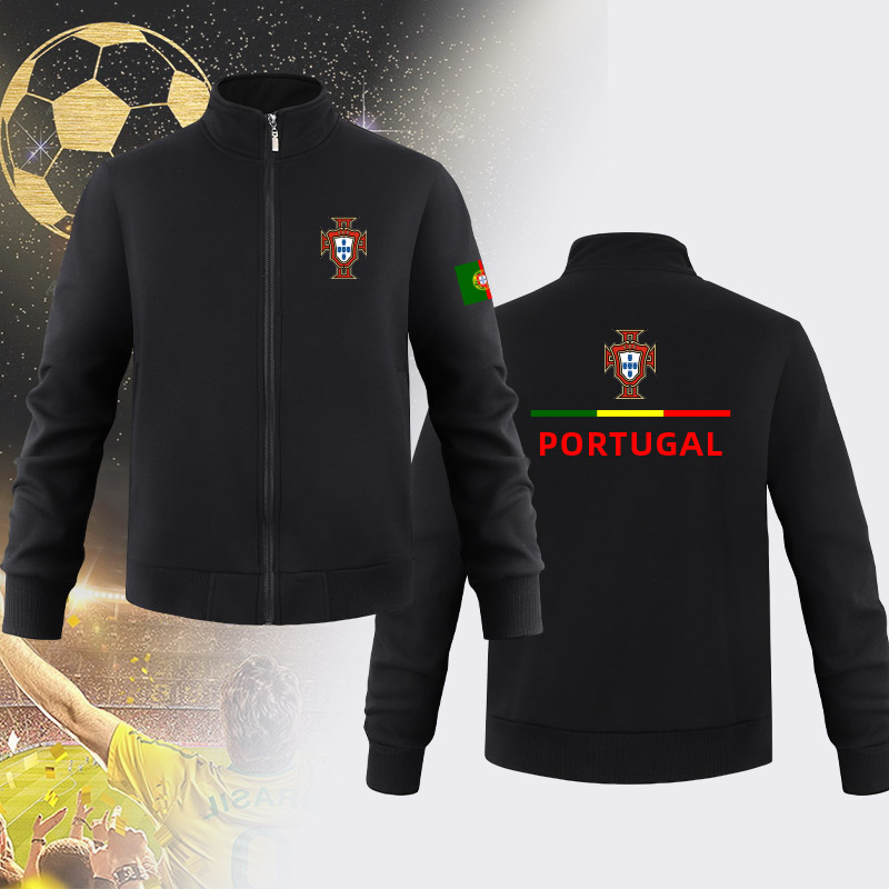 葡萄牙队C罗男子足球运动卫衣男秋冬加绒训练服休闲百搭长袖外套