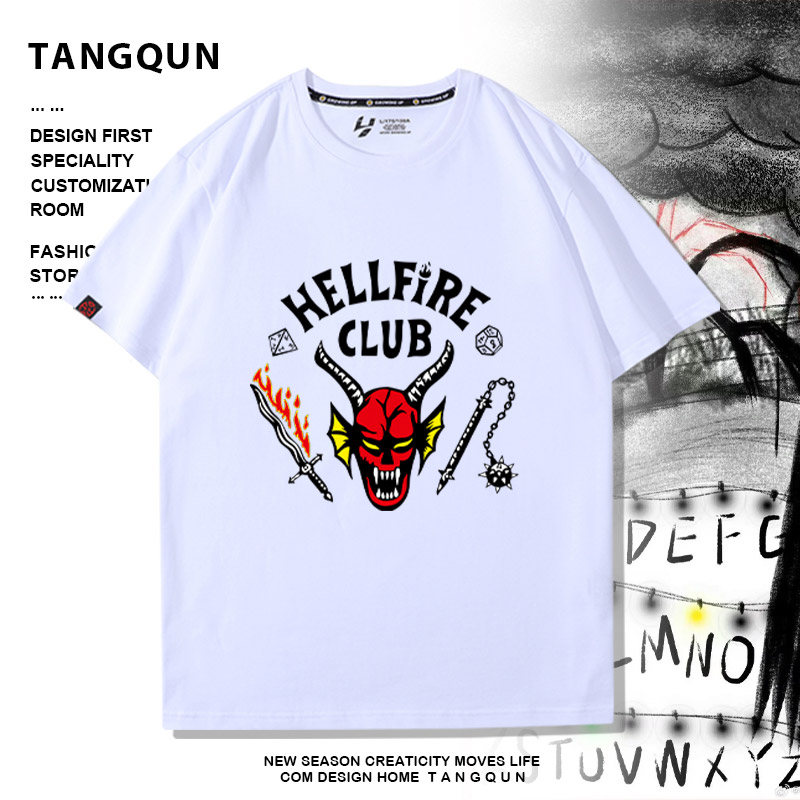 复古卡通怪奇物语短袖美剧Stranger Things魔王周边男女宽松T恤夏