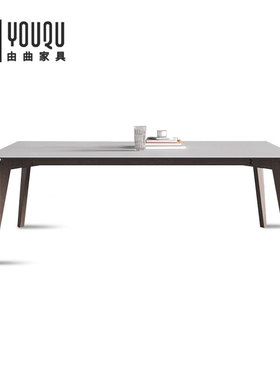 拉米娜太空系Filo岩板餐桌 进口白蜡木实木桌 北欧现代长方形饭桌