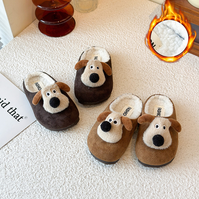 ABC呆萌小狗儿童加绒勃肯鞋冬季女童加绒毛毛鞋男童保暖软底棉鞋