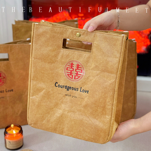 男士伴郎伴手礼袋盒结婚送兄弟朋友实用高级轻奢礼品包装袋杜邦纸