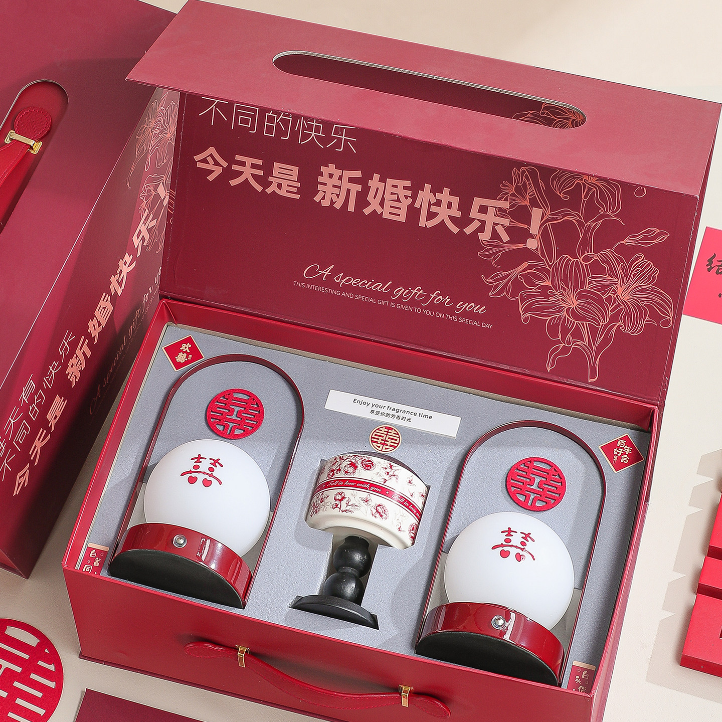 陪嫁长明灯一对结婚新婚送新人礼物实用喜庆婚房布置装饰床头台灯