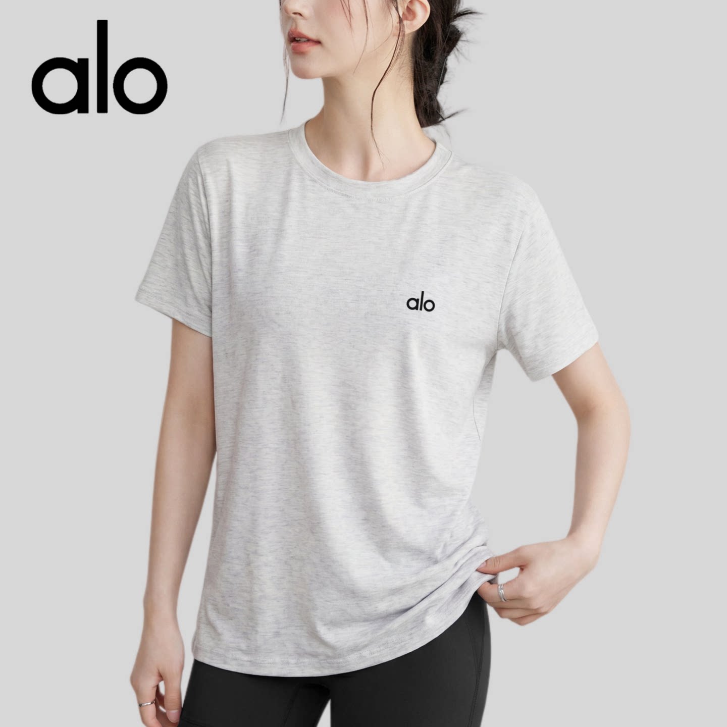 AIo宽松瑜伽服短袖女夏普拉提训练服健身上衣薄款速干跑步运动T恤