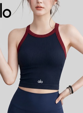 AIo 带胸垫瑜伽服背心女夏聚拢防震跑步内衣外穿复古运动工字文胸