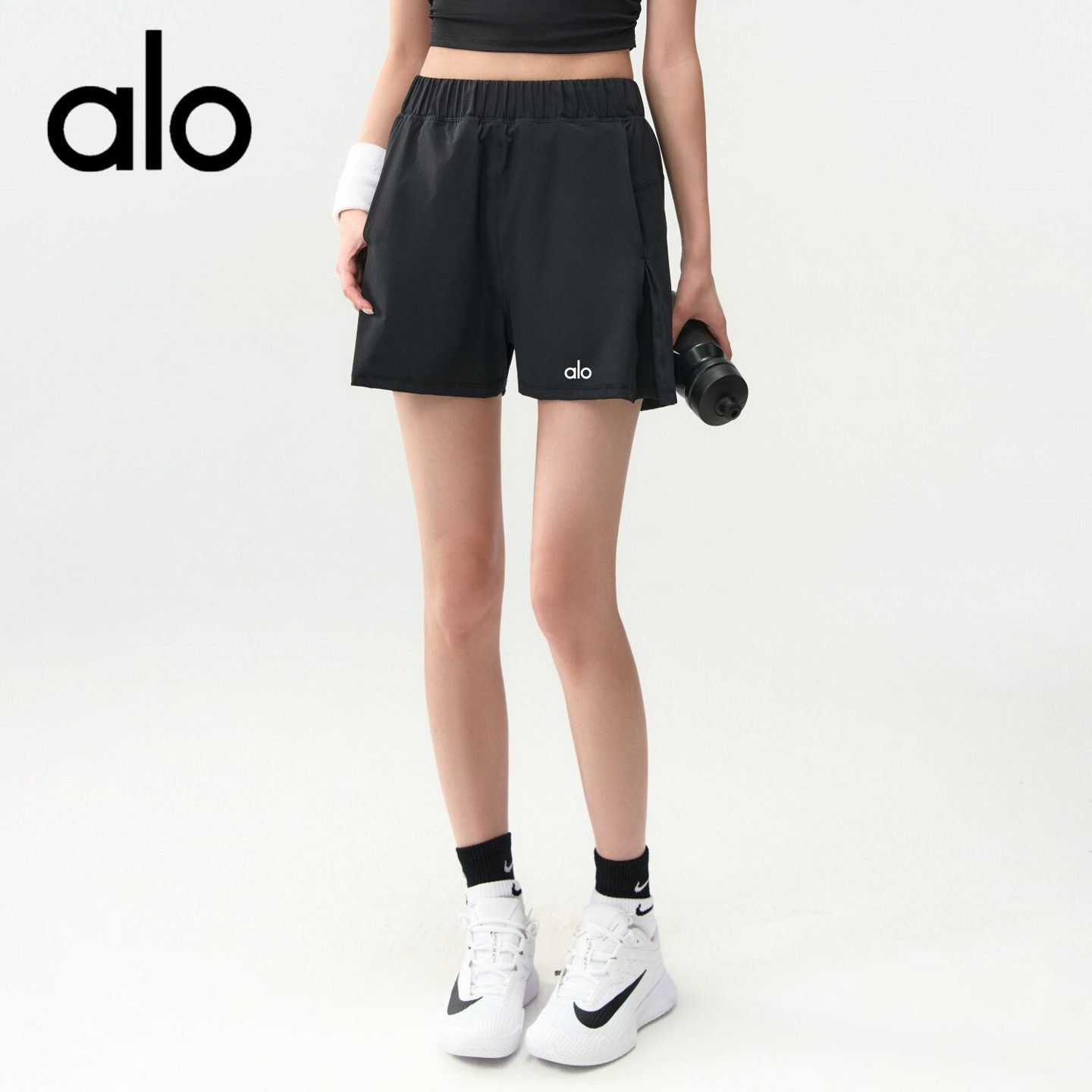 AIo 高腰瑜伽服短裤女跑步训练健身裤户外骑行速干运动三分裤