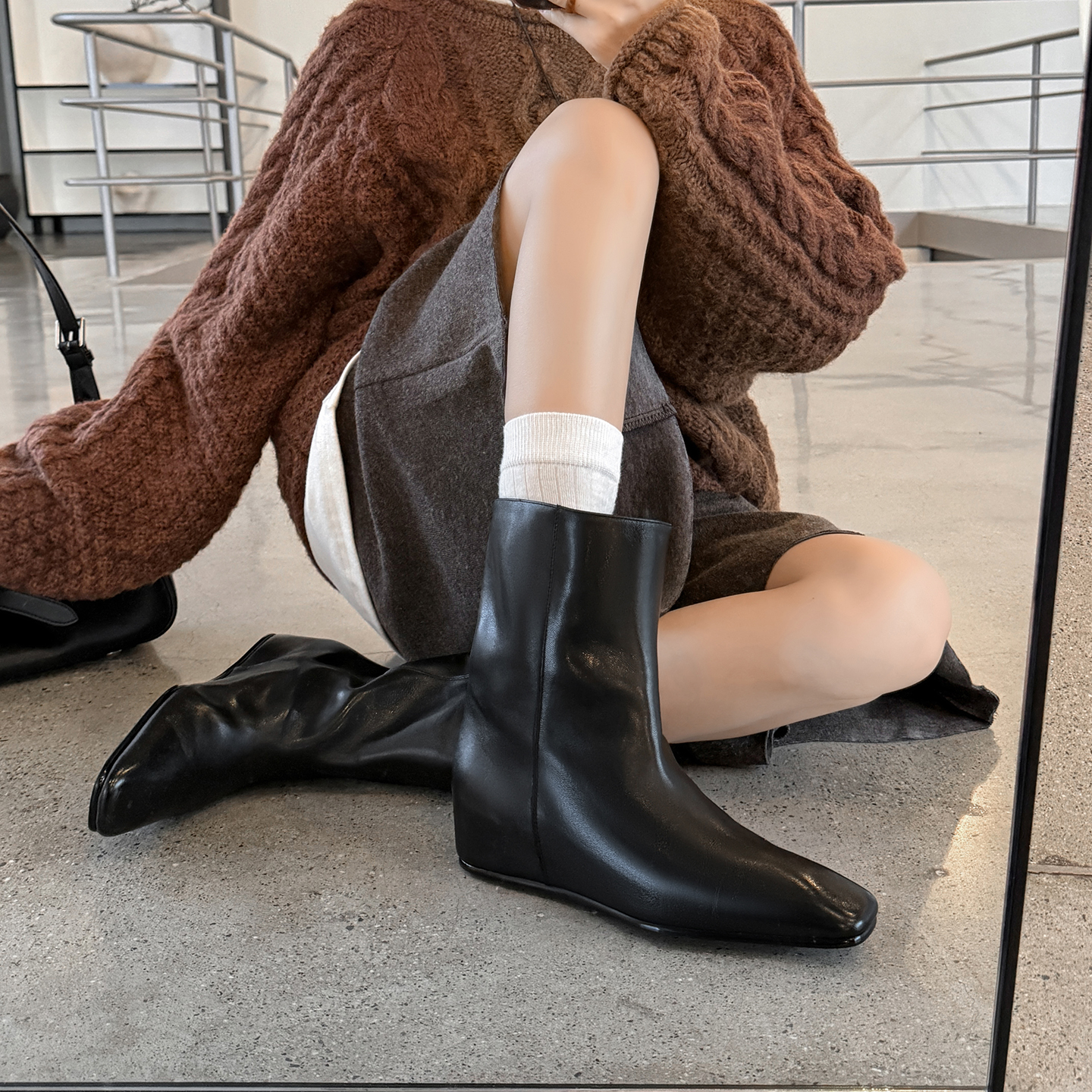 意大利头层牛皮显瘦骑士靴长筒靴