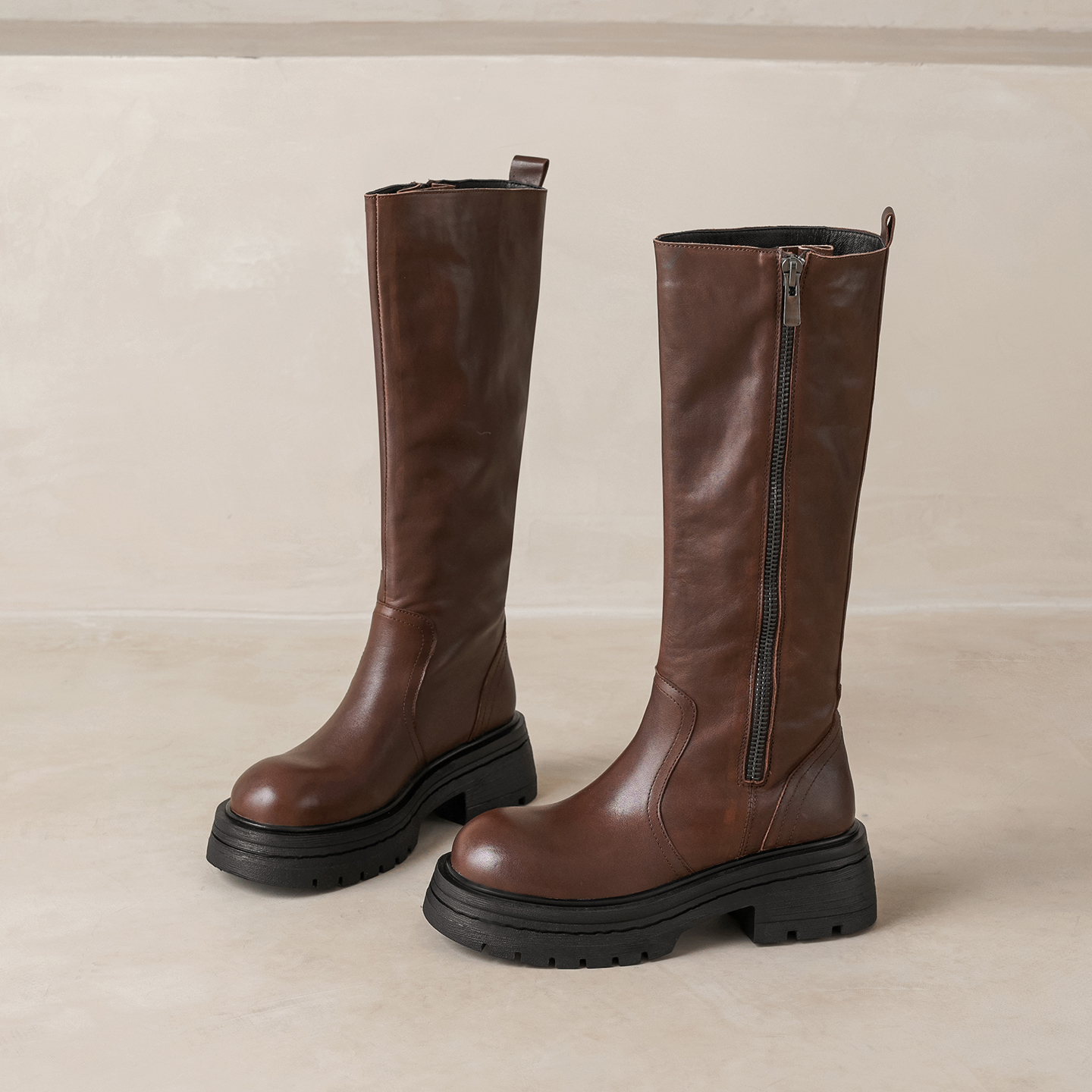 意大利头层牛皮显瘦骑士靴长筒靴