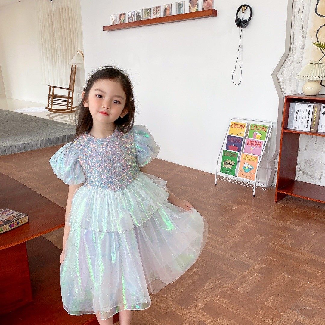爱沙迪斯尼爱莎艾莎公主裙女童夏季美人鱼裙子生日亮片纱裙连衣裙