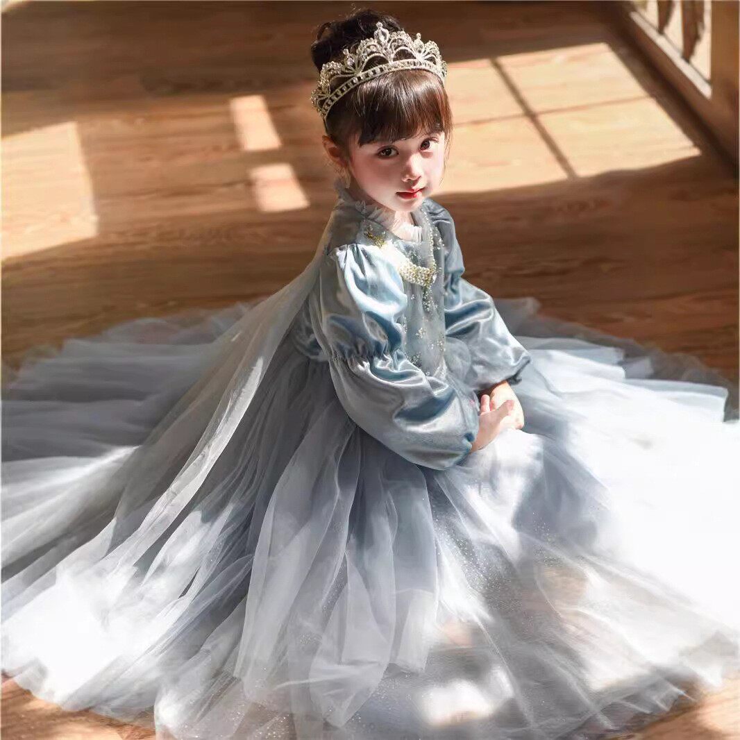 冰雪奇缘迪士尼爱莎艾莎公主裙女童春秋季春装爱沙女孩连衣裙裙子