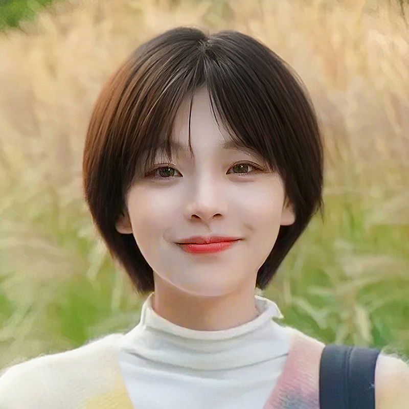 全真假发蓬松无痕仿肤减龄波波头