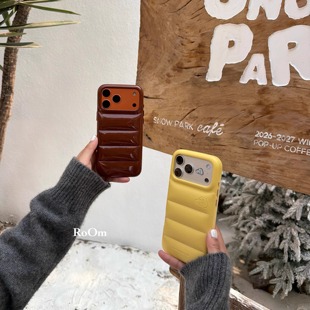 Theearthroom可爱狗头秋冬羽绒服皮质手机壳 苹果17promax手机壳