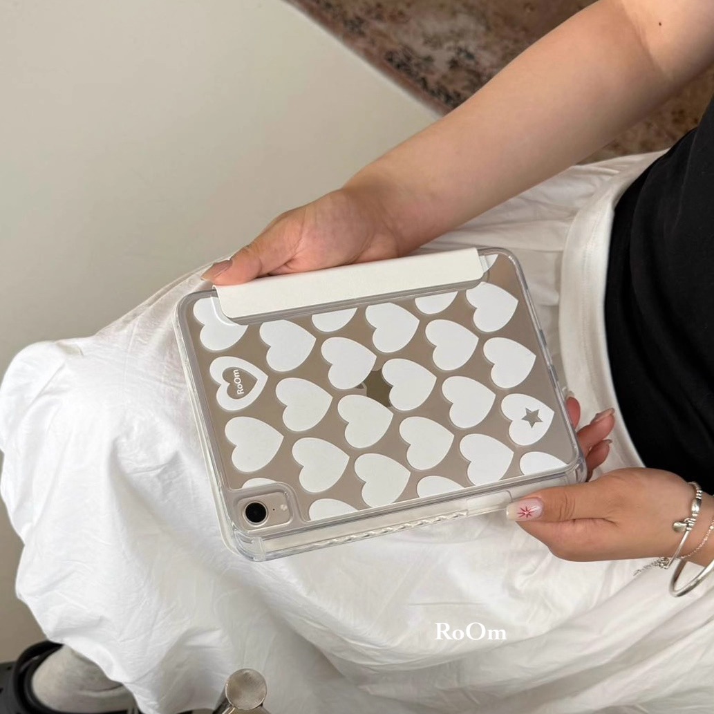 Theearthroom 韩系简约爱心设计平板电脑保护壳 带笔槽 Y折ipad壳