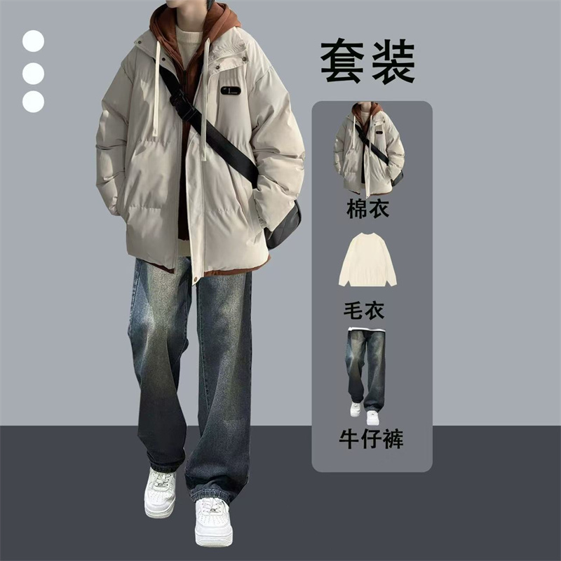 假两件棉袄连帽外套冬季加厚棉服